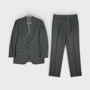 Hart Schaffner & Marx Country Squire Mens Charcoal Pinstripe Virgin‎ Wool Suit
